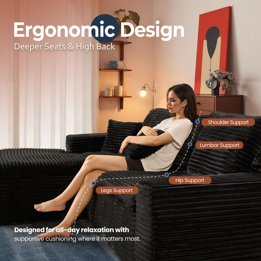 Modular Sectional Sofa with Chaise,Deep Seat Cloud Couch, Modern L-Shape