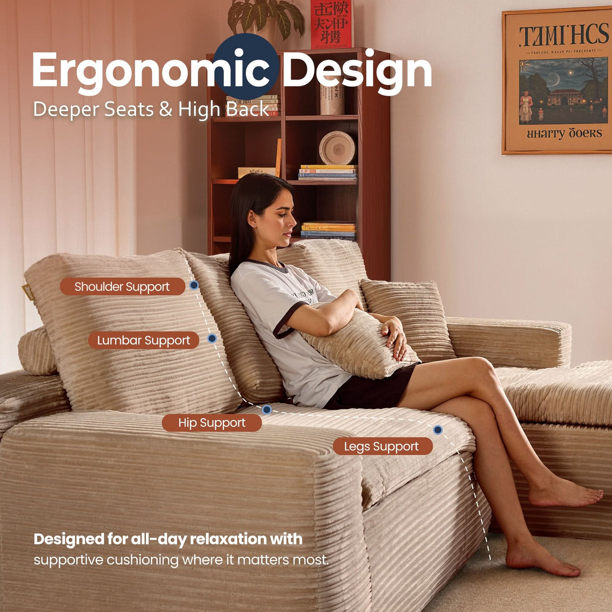Modular Sectional Sofa with Chaise,Deep Seat Cloud Couch, Modern L-Shape