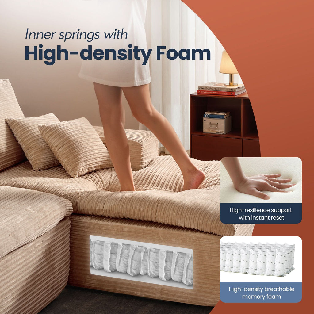 Modular Sectional Sofa with Chaise,Deep Seat Cloud Couch, Modern L-Shape