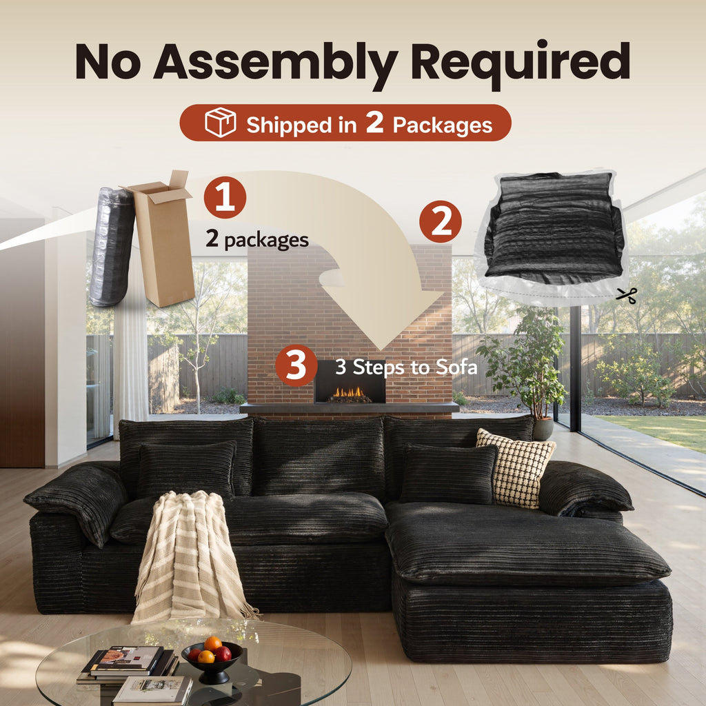 Modular Sectional Sofa with Chaise,Deep Seat Cloud Couch, Modern L-Shape