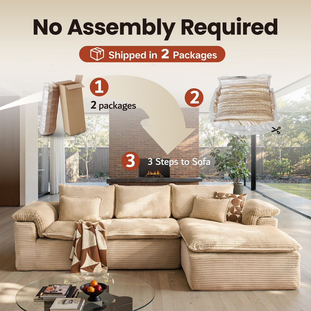 Modular Sectional Sofa with Chaise,Deep Seat Cloud Couch, Modern L-Shape