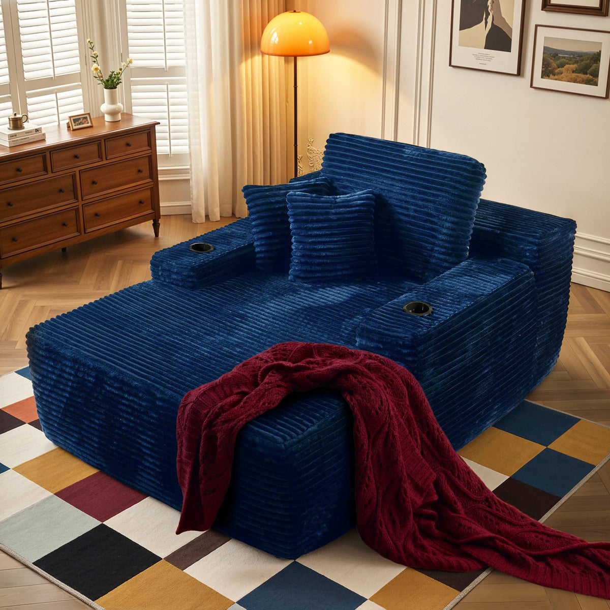 🔥Chaise Lounge Chair with Cup Holders