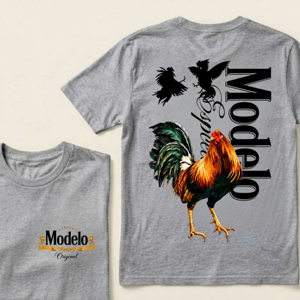 Modelo Rooster Colorful Bird Silhouettes Cerveza Modelo Original T-Shirts
