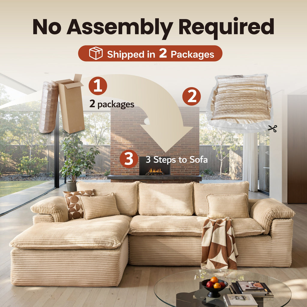 Modular Sectional Sofa with Chaise,Deep Seat Cloud Couch, Modern L-Shape