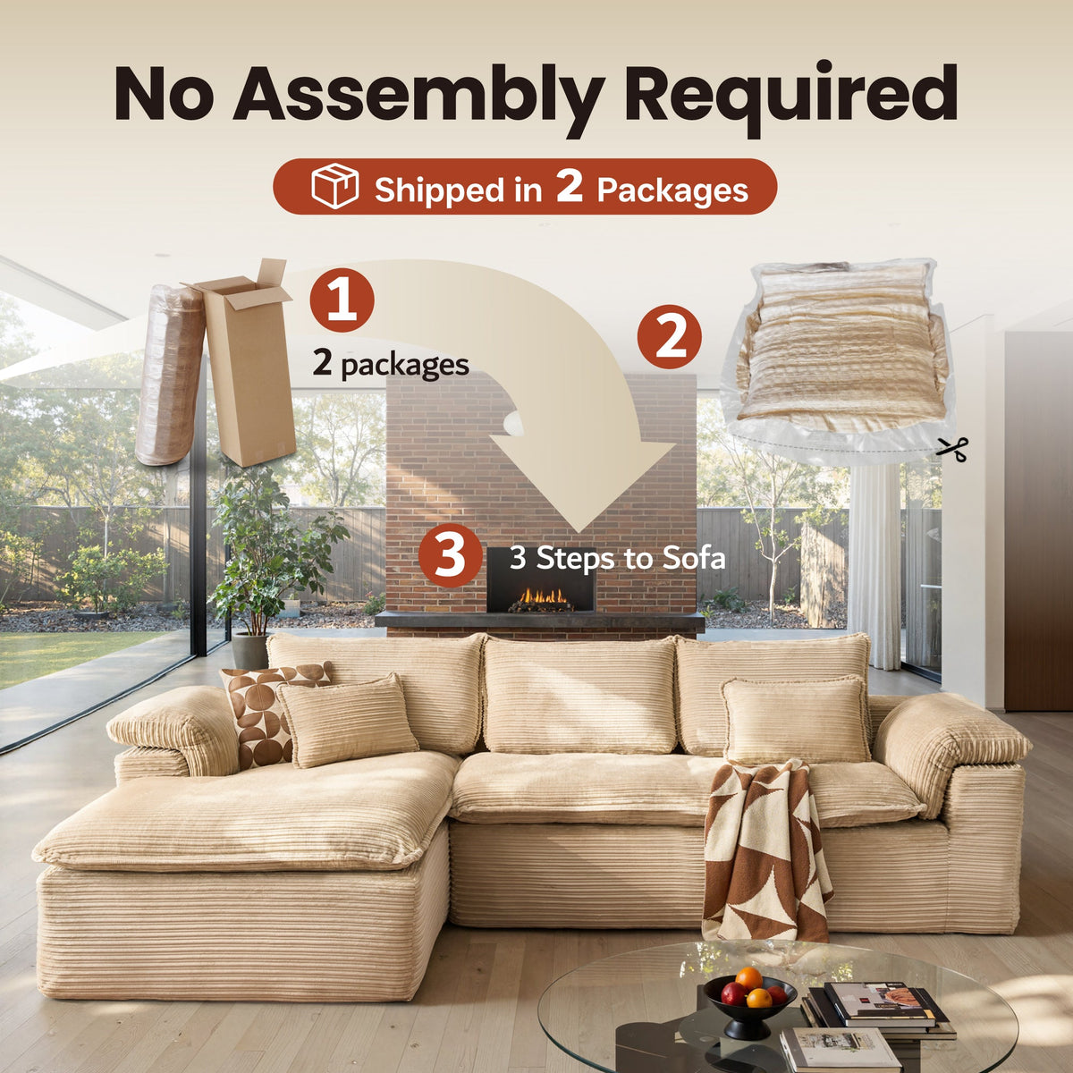 Modular Sectional Sofa with Chaise,Deep Seat Cloud Couch, Modern L-Shape