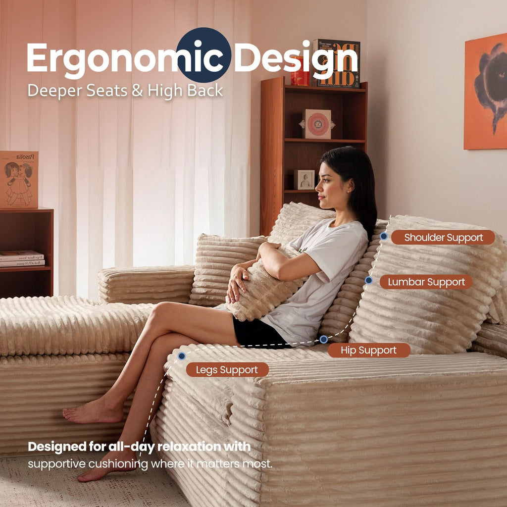 Modular Sectional Sofa with Chaise,Deep Seat Cloud Couch, Modern L-Shape