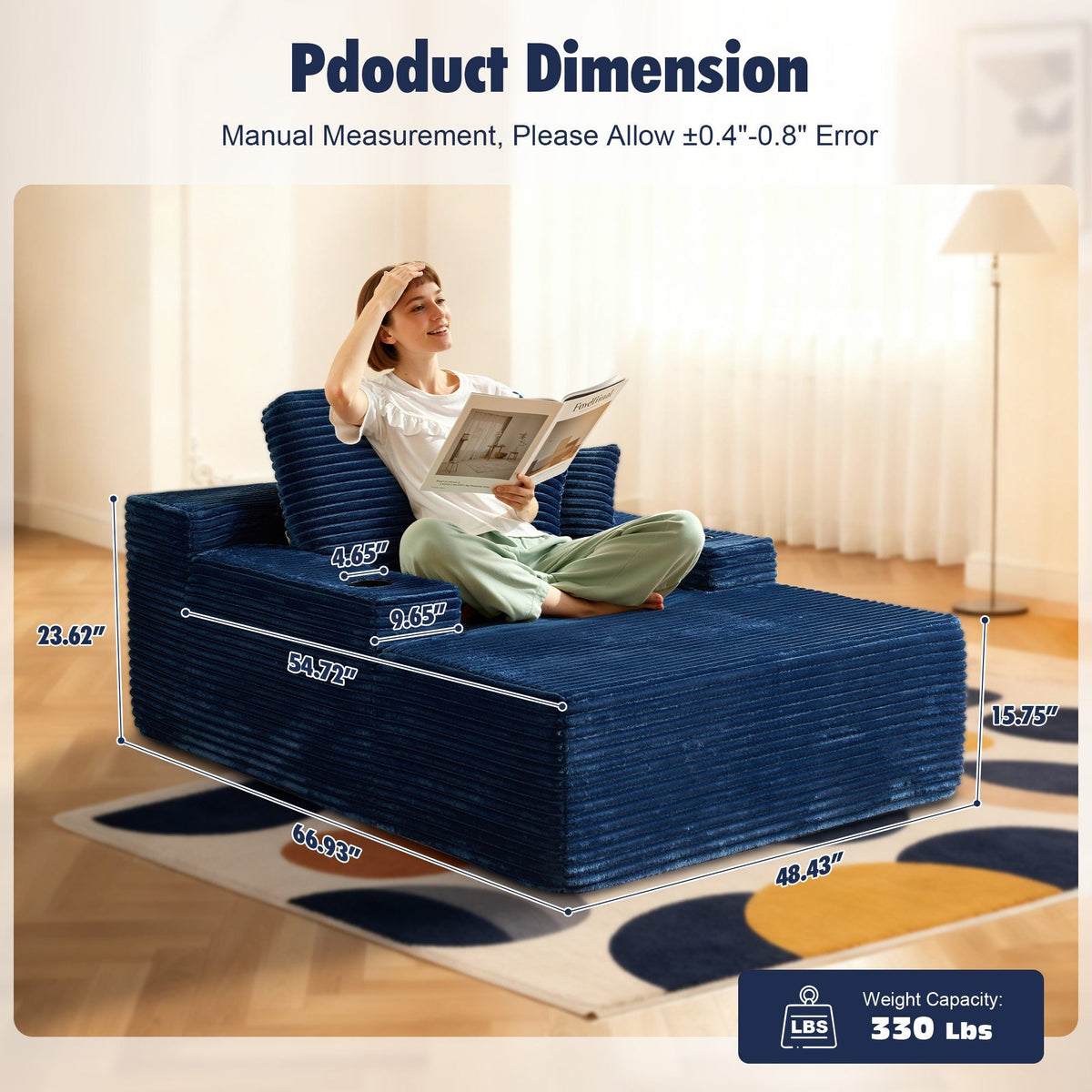 🔥Chaise Lounge Chair with Cup Holders