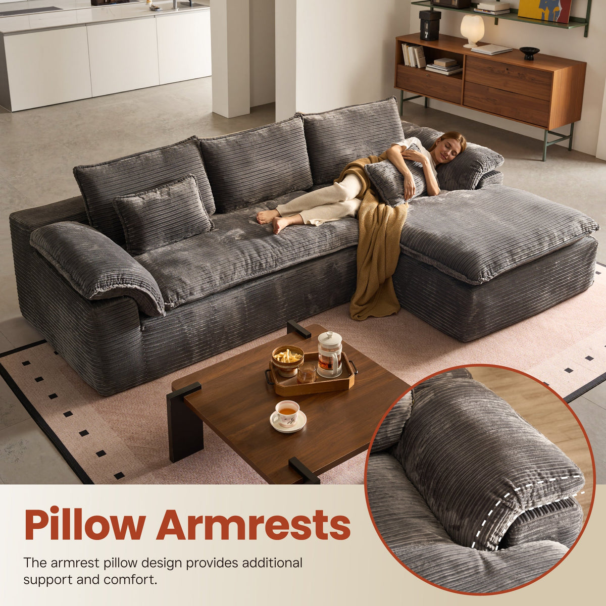 Modular Sectional Sofa with Chaise,Deep Seat Cloud Couch, Modern L-Shape