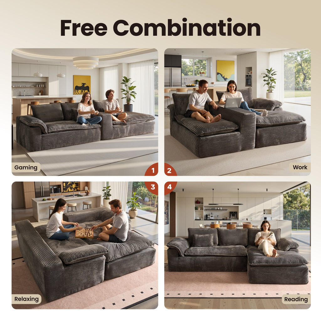 Modular Sectional Sofa with Chaise,Deep Seat Cloud Couch, Modern L-Shape