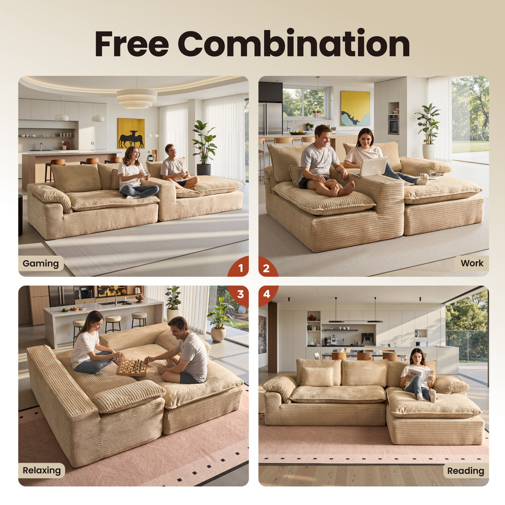 Modular Sectional Sofa with Chaise,Deep Seat Cloud Couch, Modern L-Shape