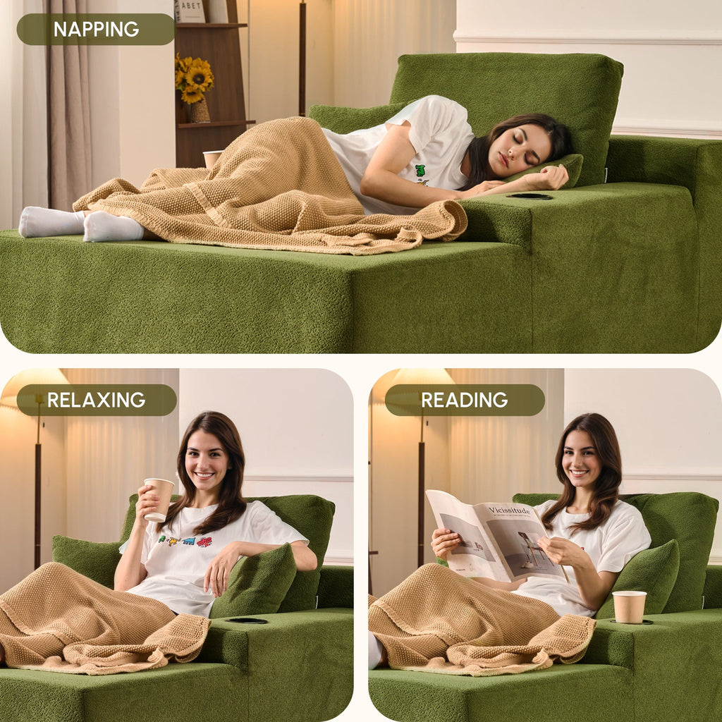🔥Chaise Lounge Chair with Cup Holders