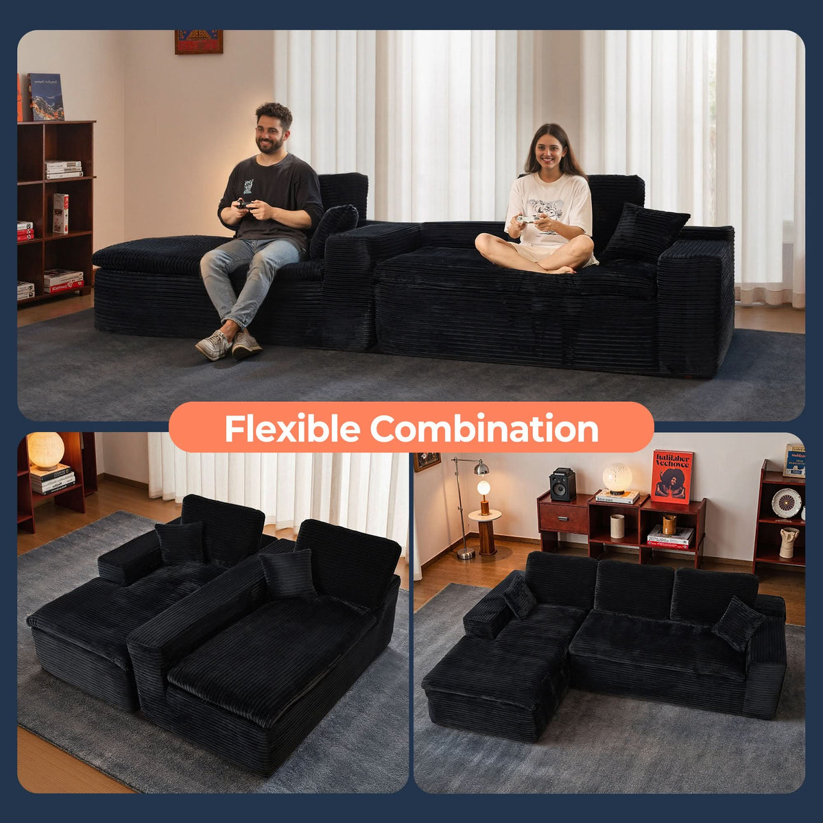 Modular Sectional Sofa with Chaise,Deep Seat Cloud Couch, Modern L-Shape
