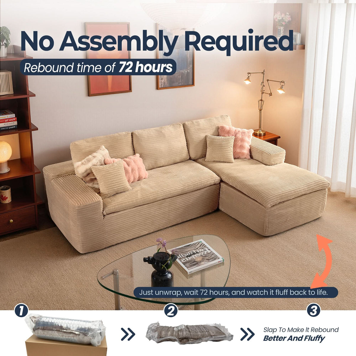 Modular Sectional Sofa with Chaise,Deep Seat Cloud Couch, Modern L-Shape
