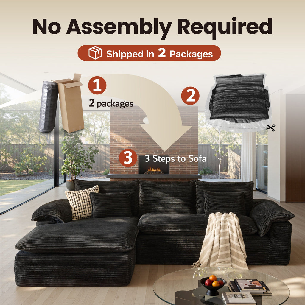 Modular Sectional Sofa with Chaise,Deep Seat Cloud Couch, Modern L-Shape