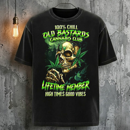 100% Chill Old Bastards Cannabis Club Lifetime Member T-Shirt
