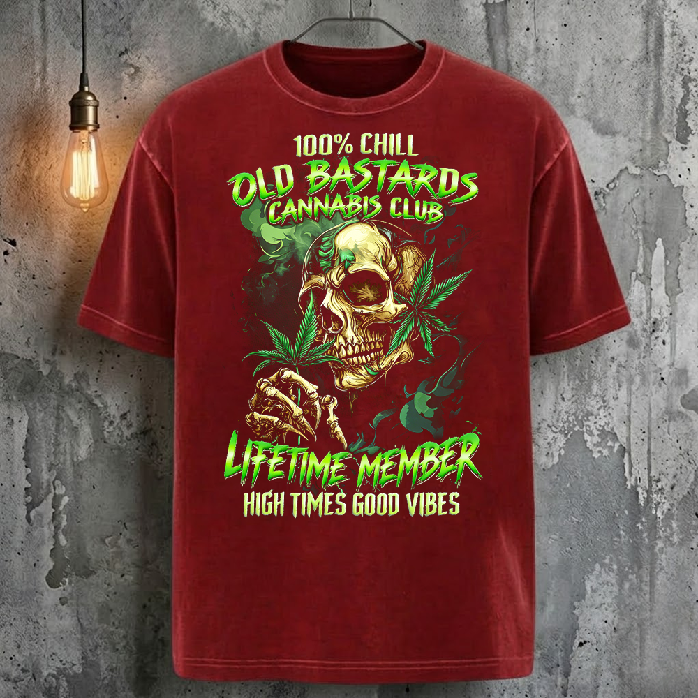 100% Chill Old Bastards Cannabis Club Lifetime Member T-Shirt