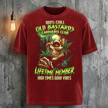 100% Chill Old Bastards Cannabis Club Lifetime Member T-Shirt